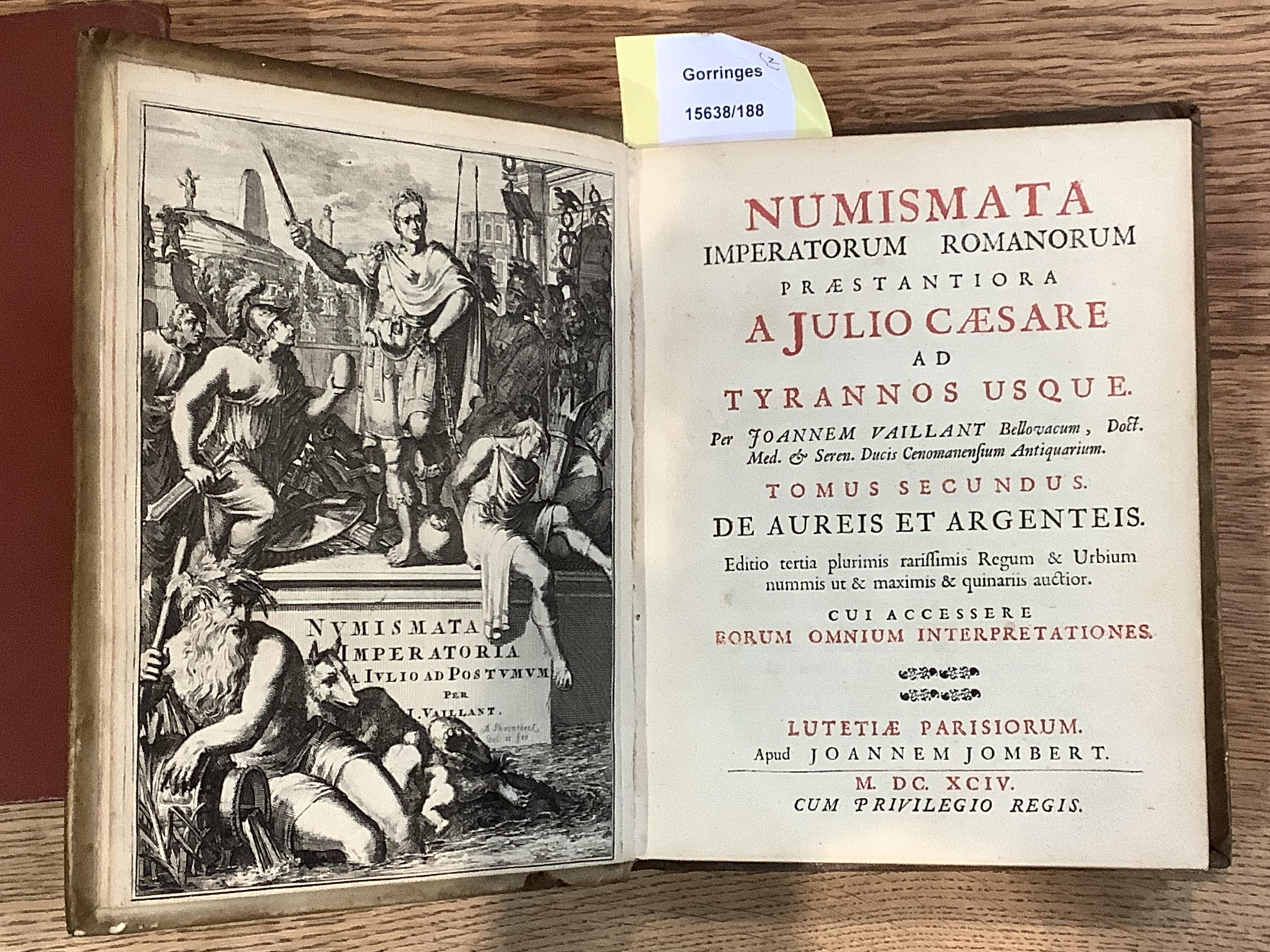 Foy-Vaillant, Jean. Numismata Imperatorum Romanorum, vol 2 only, octavo, Paris 1694; Hawkins, Edward. The Silver Coins of England, 1887 (2)